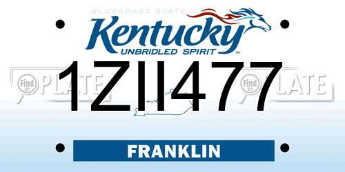 1ZII477 Kentucky License Plate