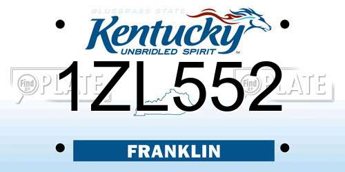 1ZL552 Kentucky License Plate