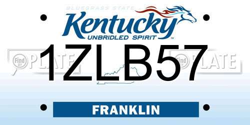 1ZLB57 Kentucky License Plate