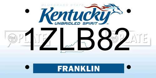 1ZLB82 Kentucky License Plate