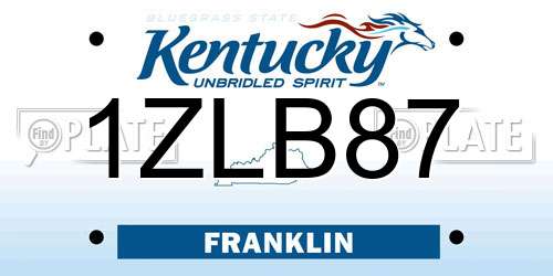 1ZLB87 Kentucky License Plate