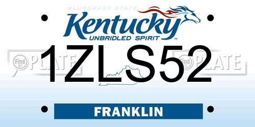1ZLS52 Kentucky License Plate