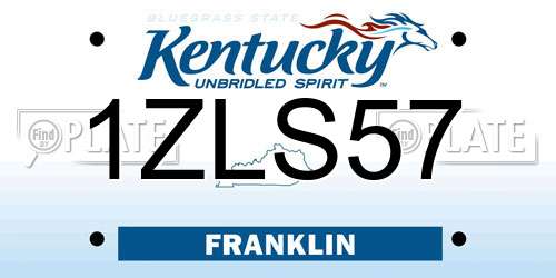 1ZLS57 Kentucky License Plate
