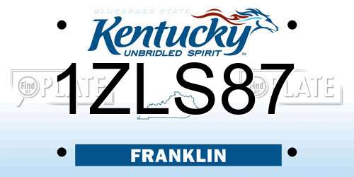 1ZLS87 Kentucky License Plate