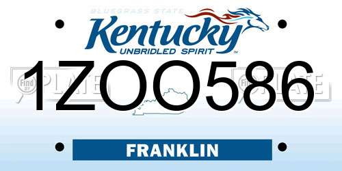 1ZOO586 Kentucky License Plate