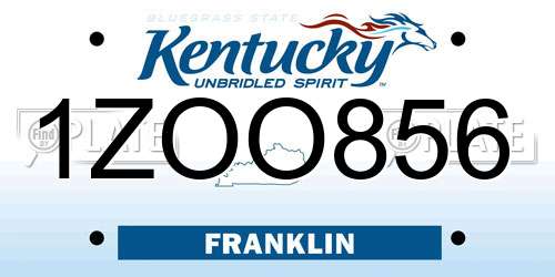1ZOO856 Kentucky License Plate