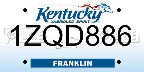1ZQD886 Kentucky License Plate