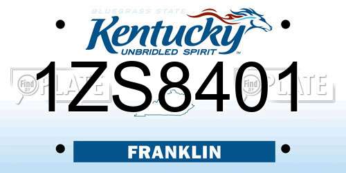 1ZS8401 Kentucky License Plate