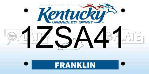 1ZSA41 Kentucky License Plate