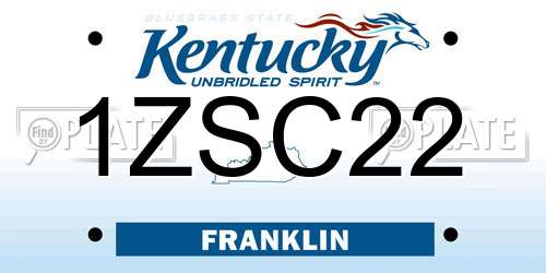 1ZSC22 Kentucky License Plate