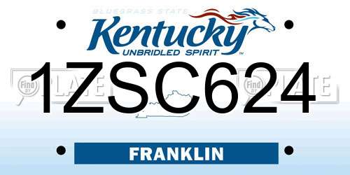 1ZSC624 Kentucky License Plate