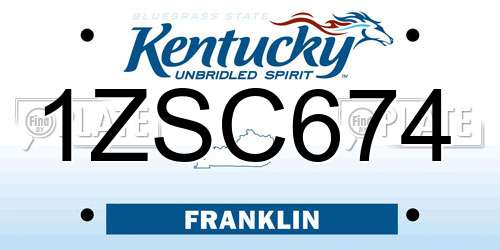 1ZSC674 Kentucky License Plate