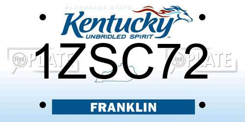 1ZSC72 Kentucky License Plate