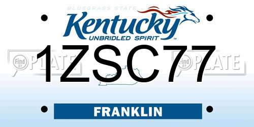 1ZSC77 Kentucky License Plate