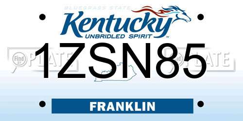 1ZSN85 Kentucky License Plate