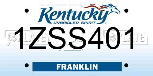 1ZSS401 Kentucky License Plate