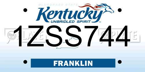 1ZSS744 Kentucky License Plate