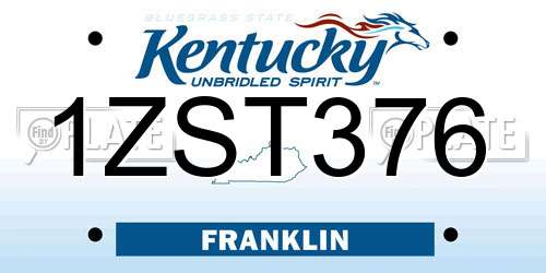 1ZST376 Kentucky License Plate
