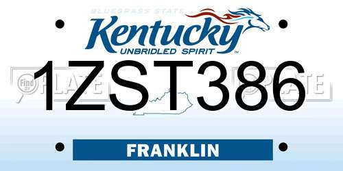 1ZST386 Kentucky License Plate