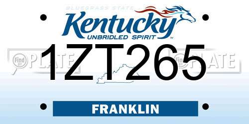 1ZT265 Kentucky License Plate