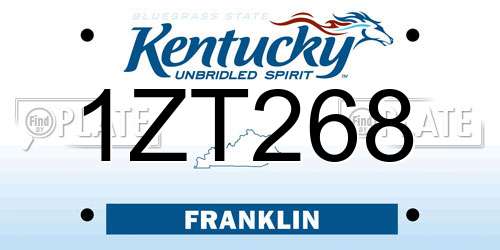 1ZT268 Kentucky License Plate