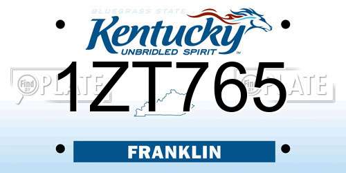 1ZT765 Kentucky License Plate