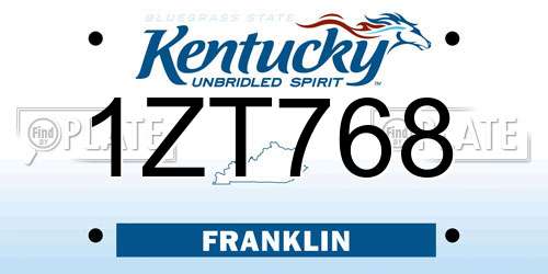 1ZT768 Kentucky License Plate