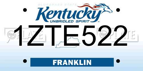 1ZTE522 Kentucky License Plate