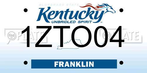 1ZTO04 Kentucky License Plate
