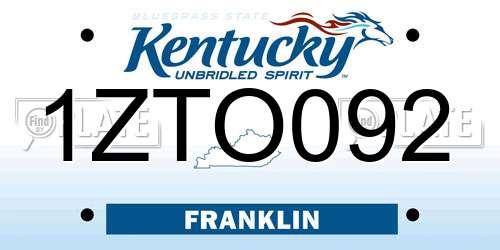 1ZTO092 Kentucky License Plate