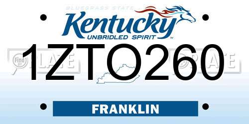 1ZTO260 Kentucky License Plate