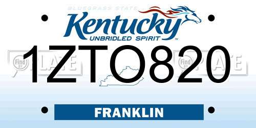 1ZTO820 Kentucky License Plate
