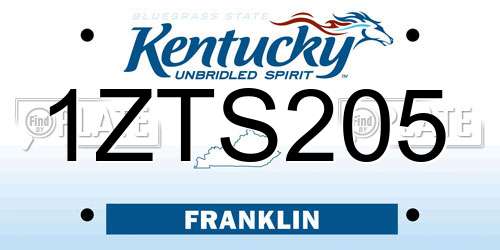 1ZTS205 Kentucky License Plate
