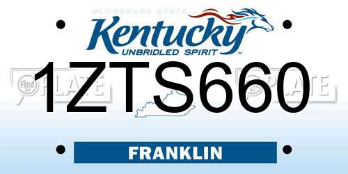 1ZTS660 Kentucky License Plate