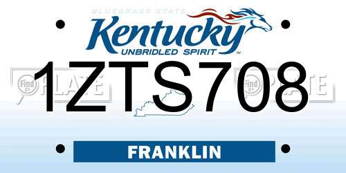1ZTS708 Kentucky License Plate