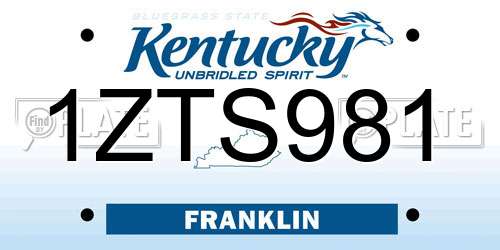 1ZTS981 Kentucky License Plate