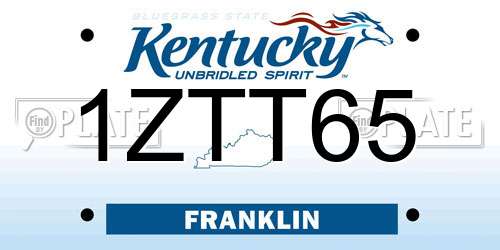 1ZTT65 Kentucky License Plate