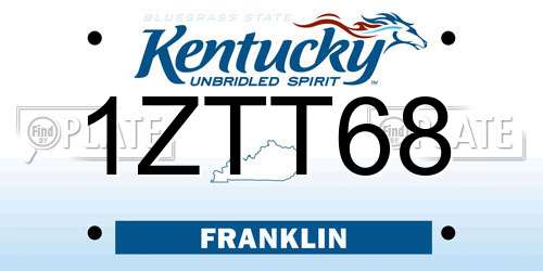 1ZTT68 Kentucky License Plate