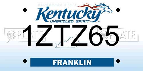 1ZTZ65 Kentucky License Plate