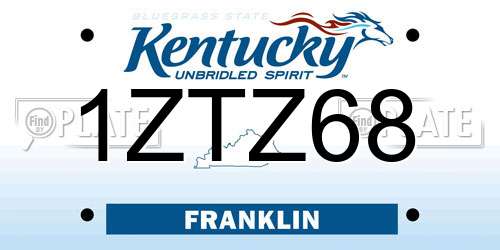 1ZTZ68 Kentucky License Plate