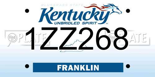 1ZZ268 Kentucky License Plate