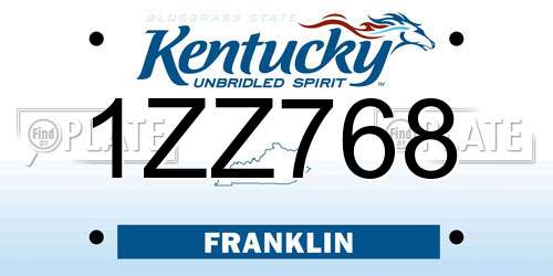 1ZZ768 Kentucky License Plate