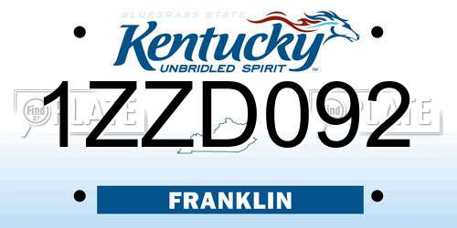 1ZZD092 Kentucky License Plate