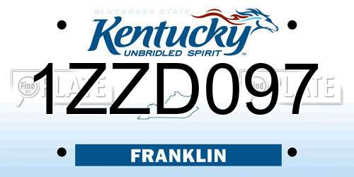1ZZD097 Kentucky License Plate
