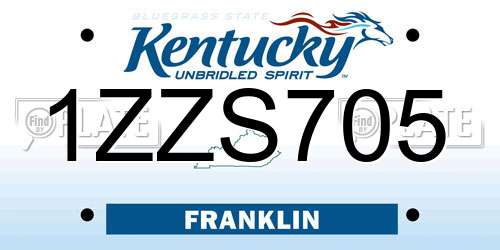 1ZZS705 Kentucky License Plate