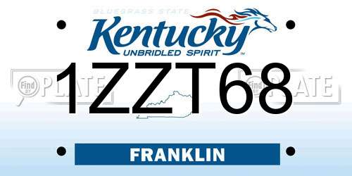 1ZZT68 Kentucky License Plate