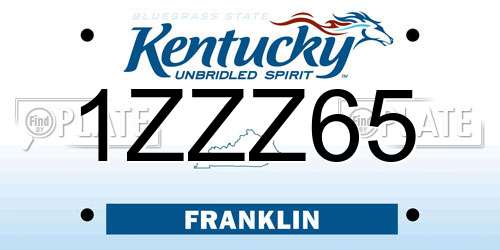 1ZZZ65 Kentucky License Plate
