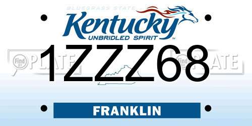 1ZZZ68 Kentucky License Plate