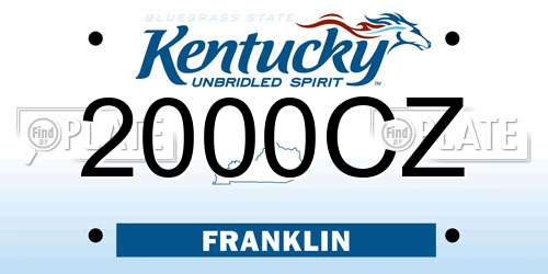 2000CZ Kentucky License Plate