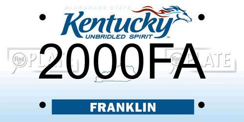 2000FA Kentucky License Plate